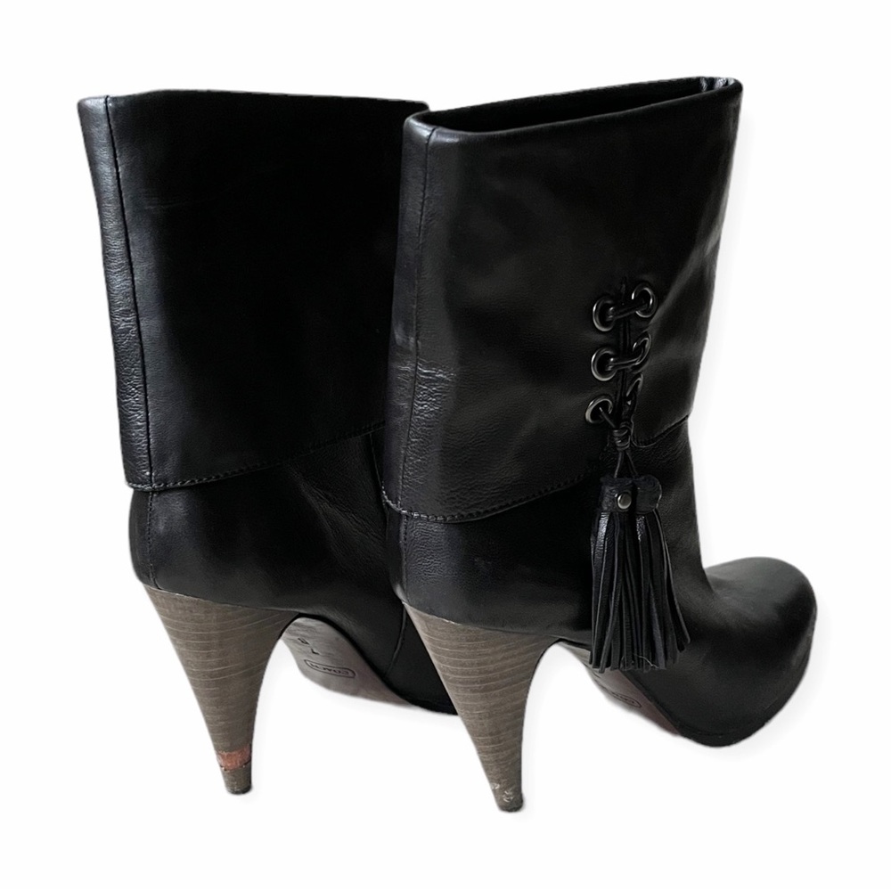 Coach Womens Legra Ankle Boots Booties Black Stacked Heel Tasseled, sz 7B - Picture 2 of 16